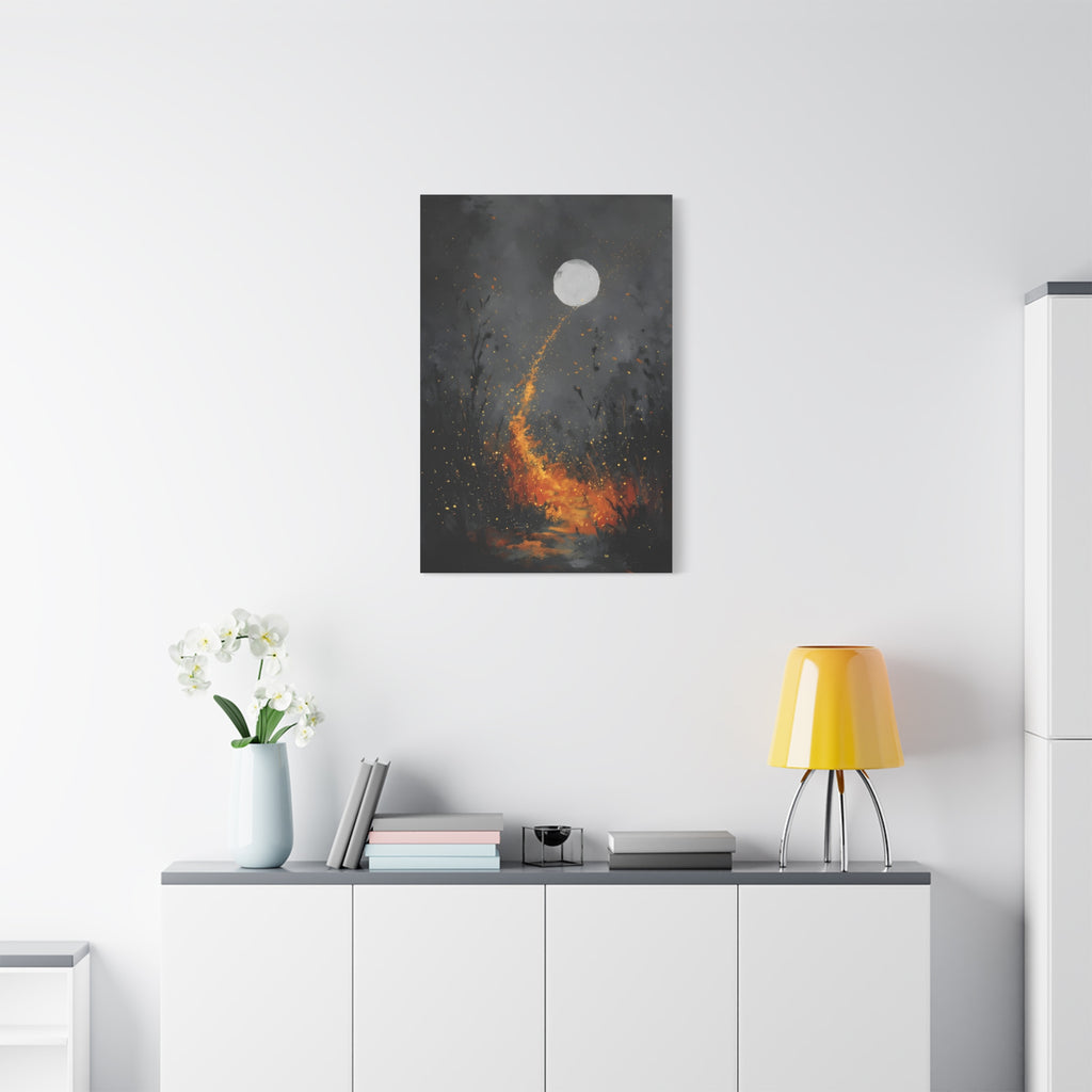 Moon Garden Wall Art - Golden Firefly Path - Calm Modern Print