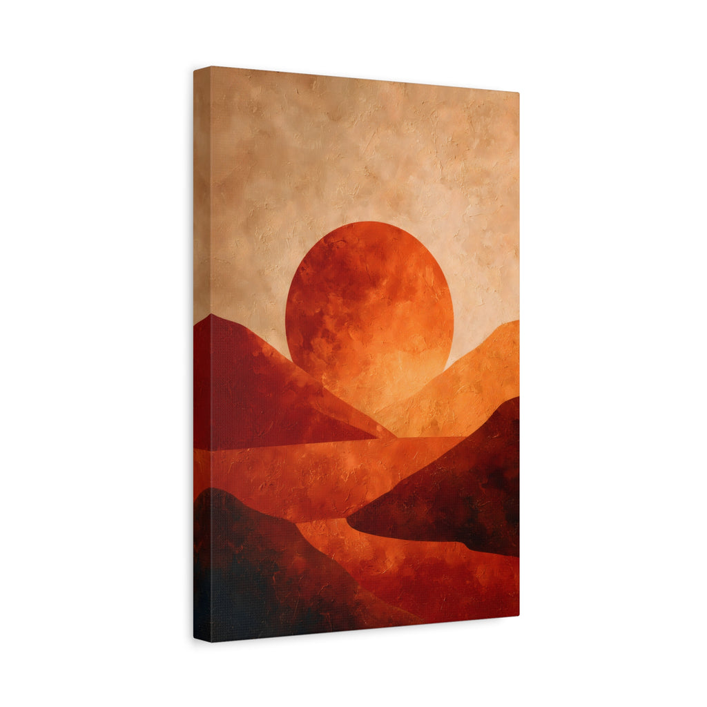 Sunset Landscape Wall Art - Warm Earth Tone Hills Print for Living Room