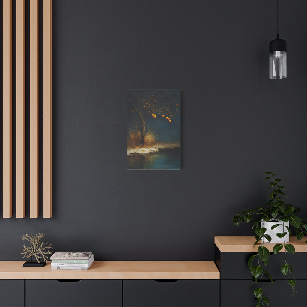 Golden Tree Wall Art - Symbolic Resilience Landscape - Calm Minimal Nature Decor