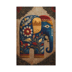 Rajasthani Folk Elephant Wall Art Print  Blue Embossed Elephant Decor