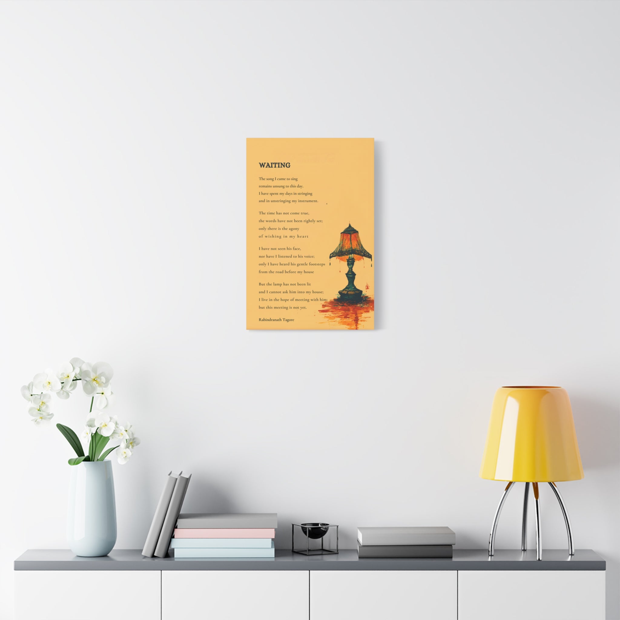 Waiting Poem Wall Art Print - Rabindranath Tagore Poetry, Minimal Abstract Art, Calm Literary Wall Decor