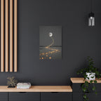 Moon Garden Wall Art - Minimal Firefly Path - Calm Modern Decor