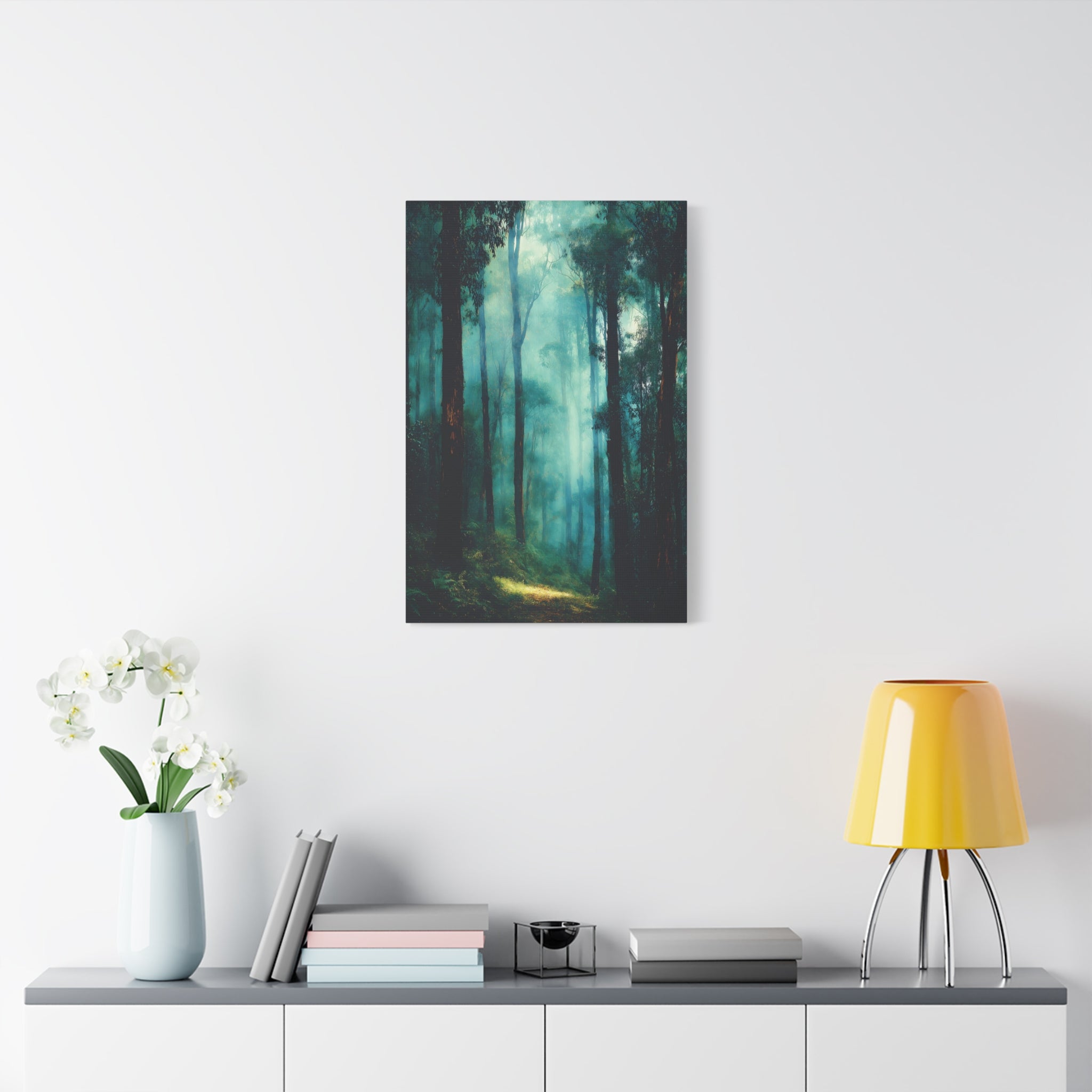 Forest Wall Art - Misty Green Woodland Landscape - Calming Nature Decor