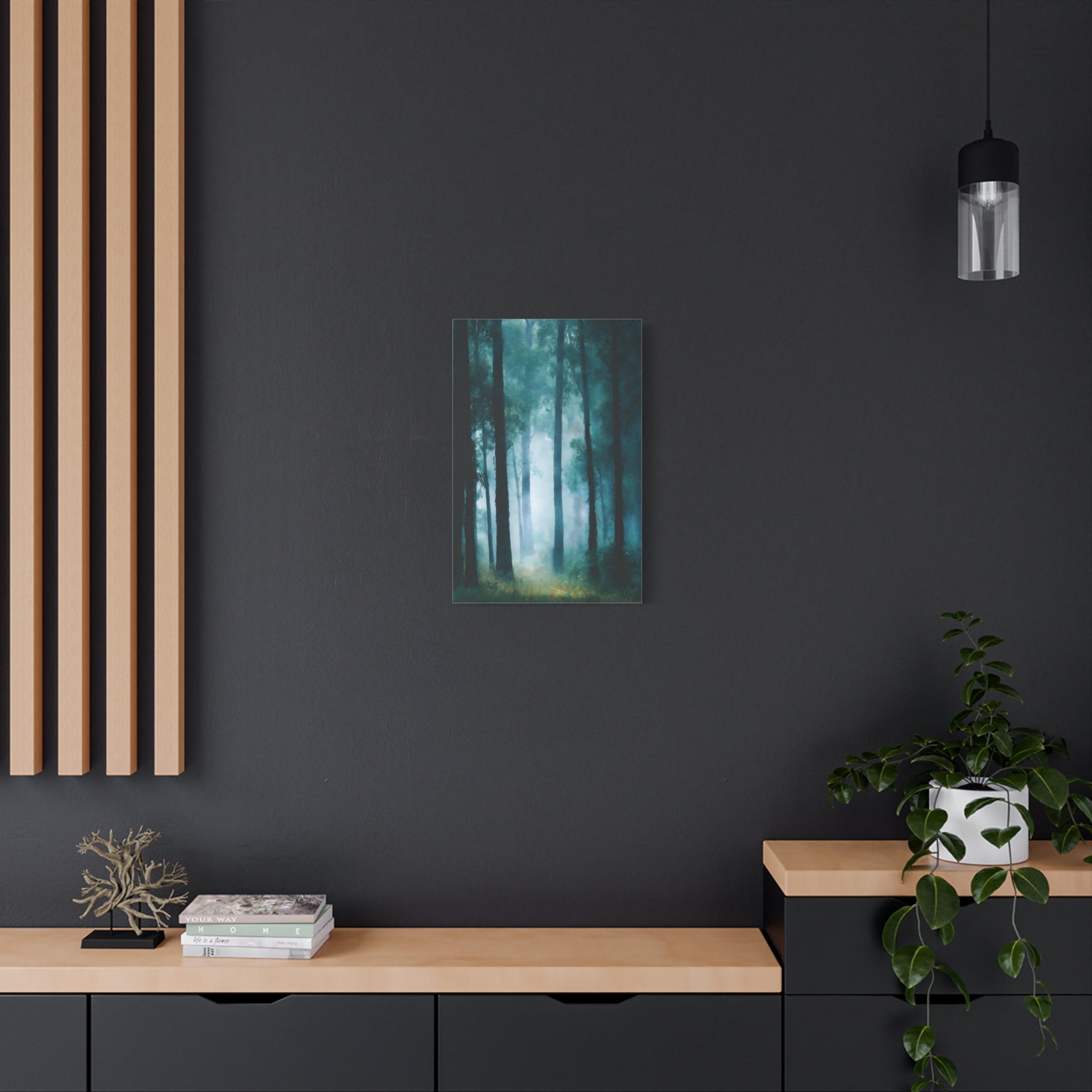 Fog Forest Wall Art - Tall Trees in Mist - Calm Modern Nature Decor