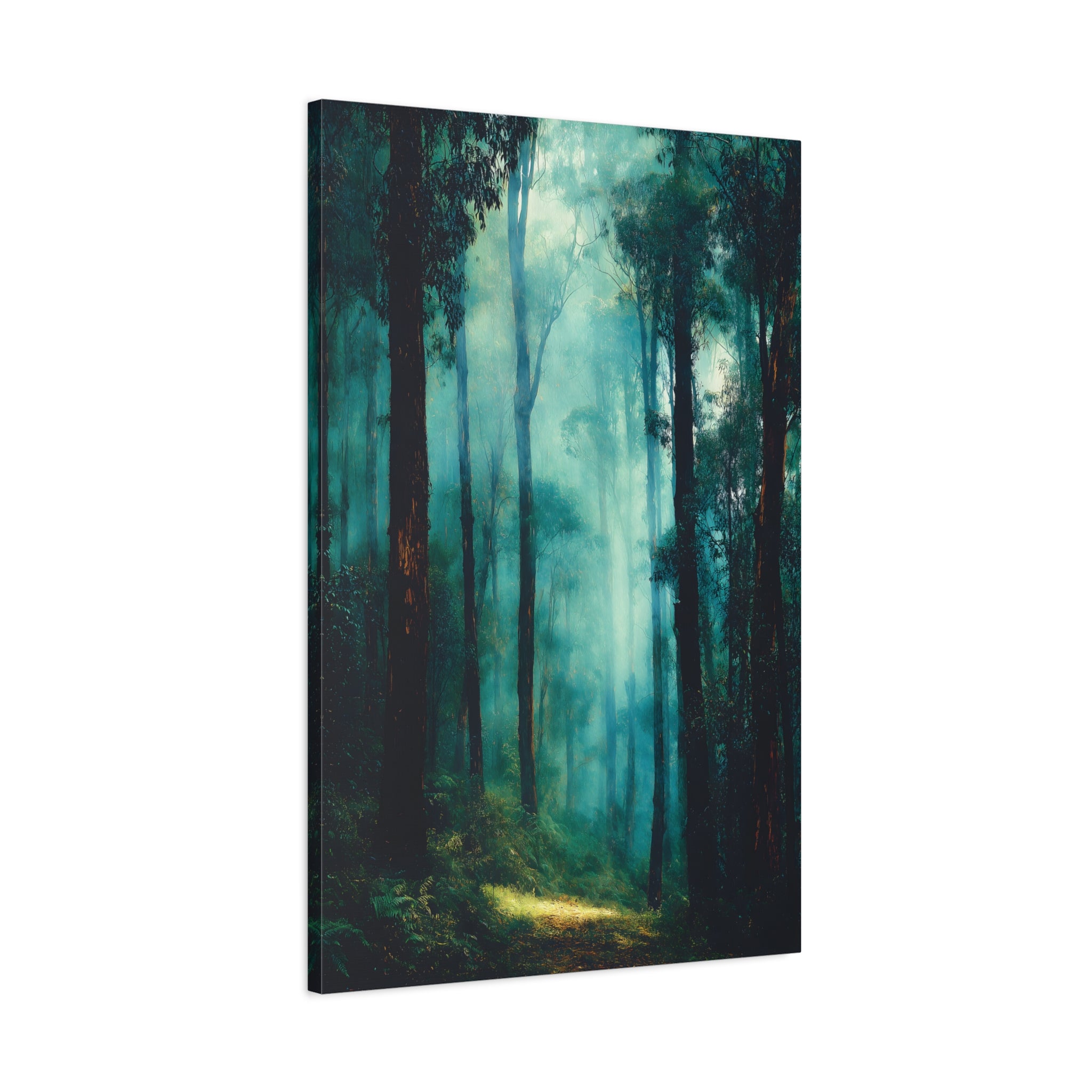 Forest Wall Art - Misty Green Woodland Landscape - Calming Nature Decor