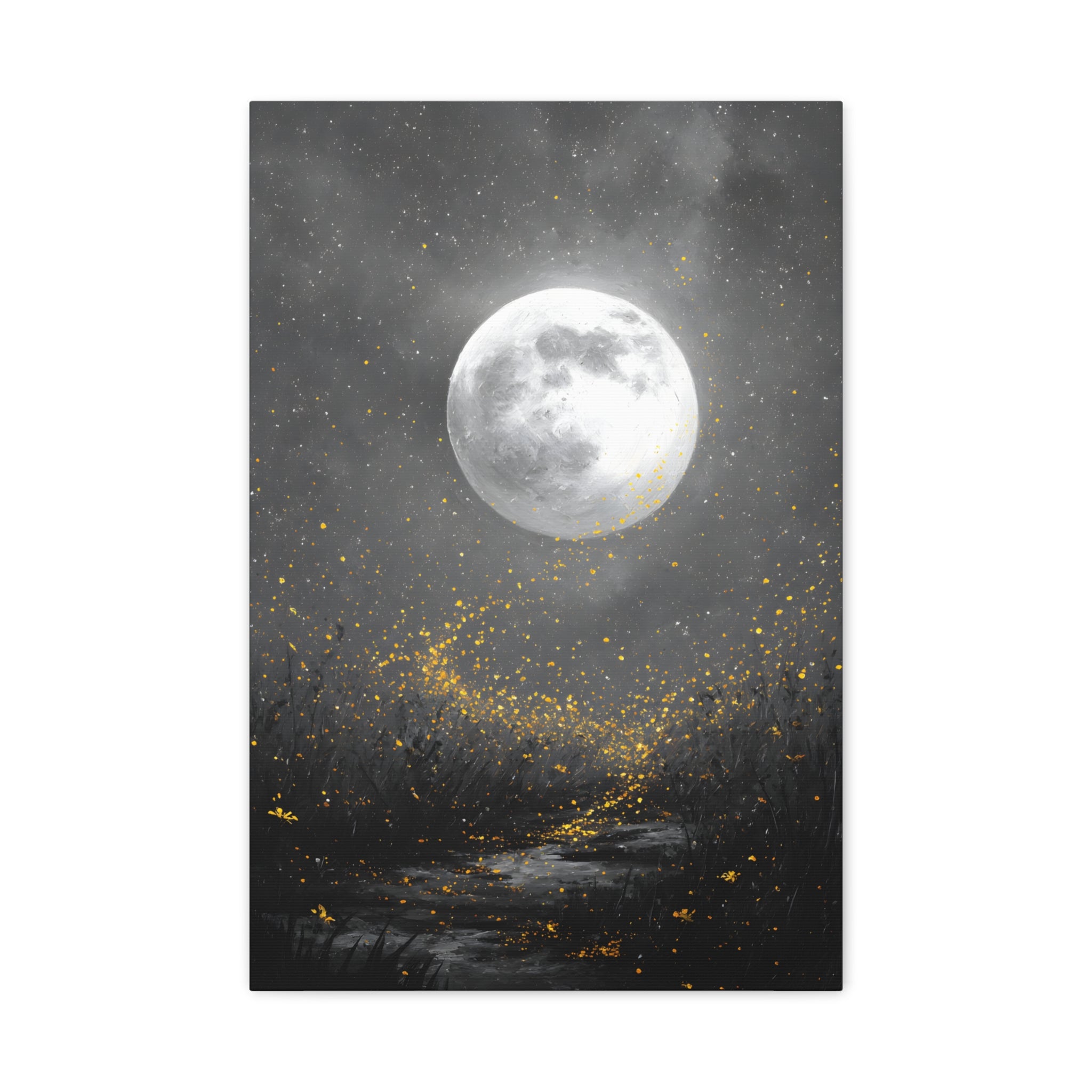 Moon Garden Wall Art - Firefly Path Print - Calm Modern Decor