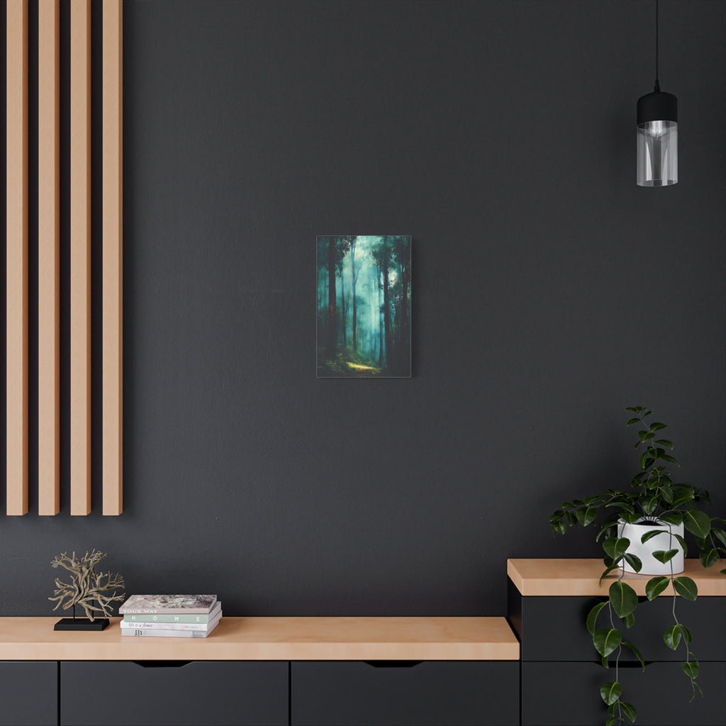 Misty Forest Wall Art - Tall Trees Green Nature Print - Calm Woodland Decor