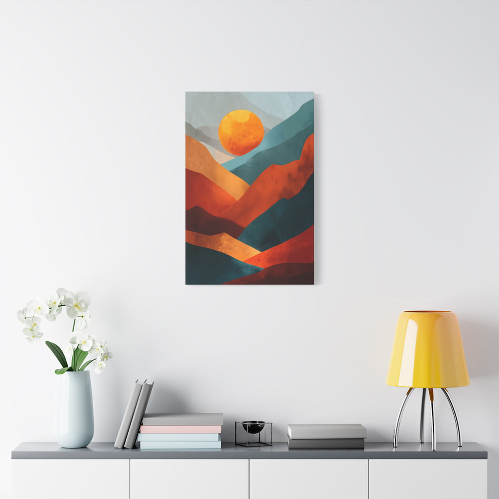 Sunset Wall Art - Warm Earth Tone Mountain Landscape Print