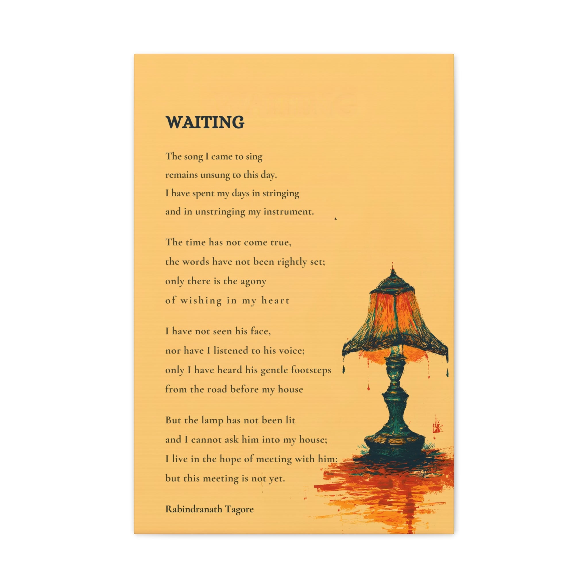 Waiting Poem Wall Art Print - Rabindranath Tagore Poetry, Minimal Abstract Art, Calm Literary Wall Decor