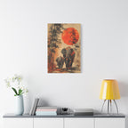 Japandi Elephant Wall Art Print - Mother & Calf for Living Room or Nursery