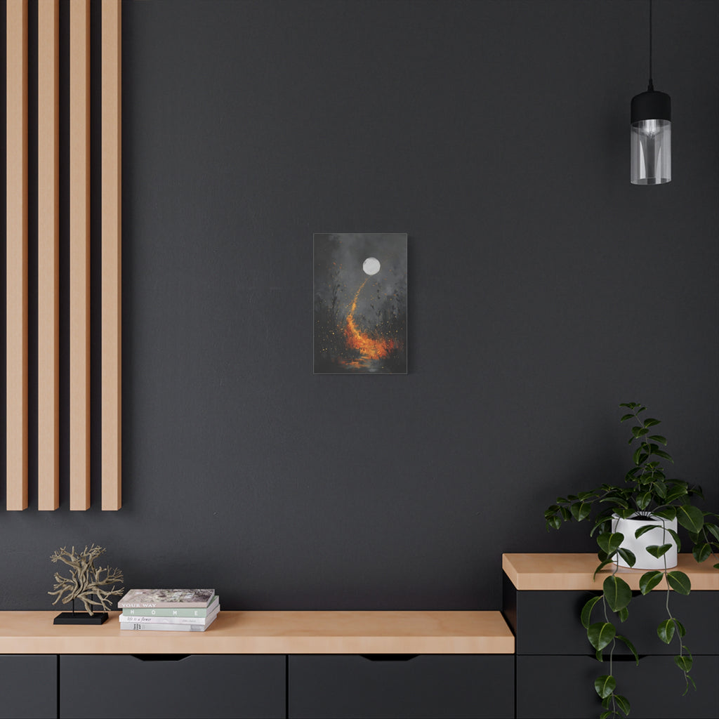 Moon Garden Wall Art - Golden Firefly Path - Calm Modern Print