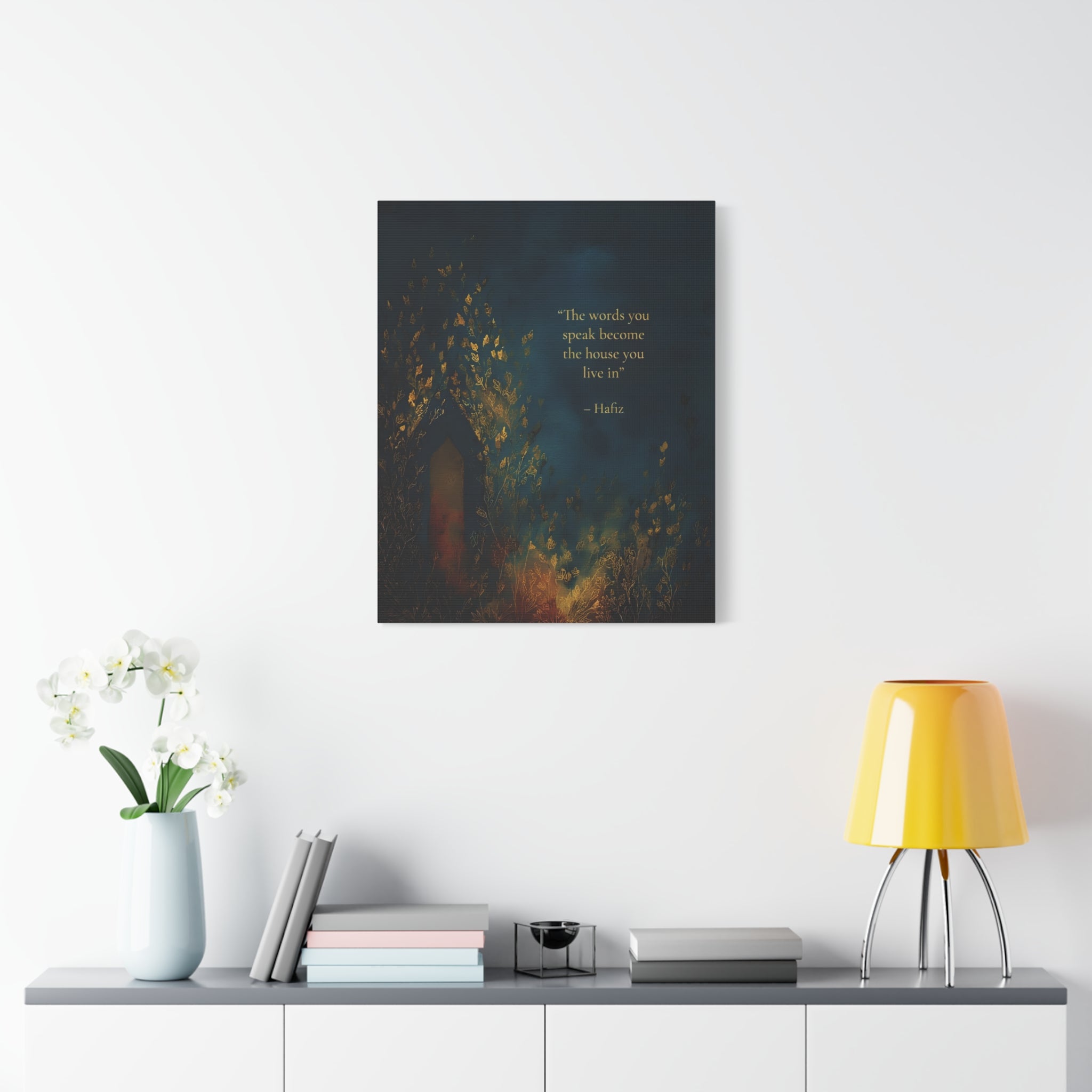 Hafiz Quote Wall Art - Words You Speak Become the House You Live In - Minimal Spiritual Home Decor