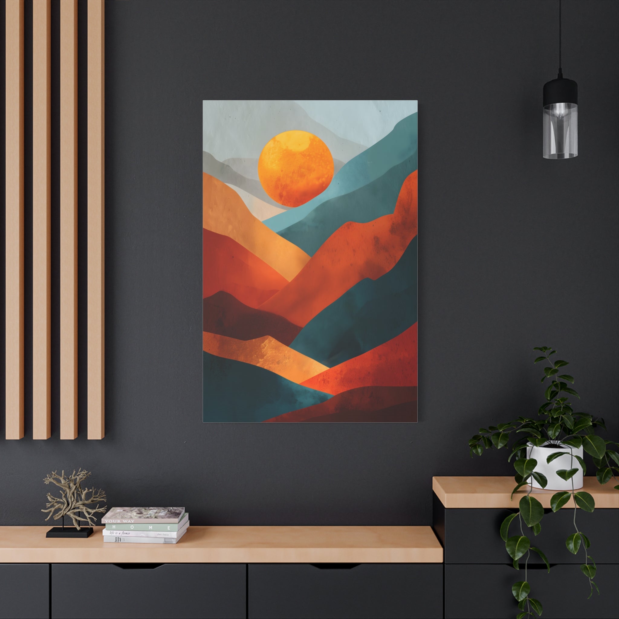 Sunset Wall Art - Warm Earth Tone Mountain Landscape Print