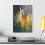 Indian Tiger Art on Canvas - Expressive Wildlife Painting in Golden Orange and Green - Vertical Statement Wall Art