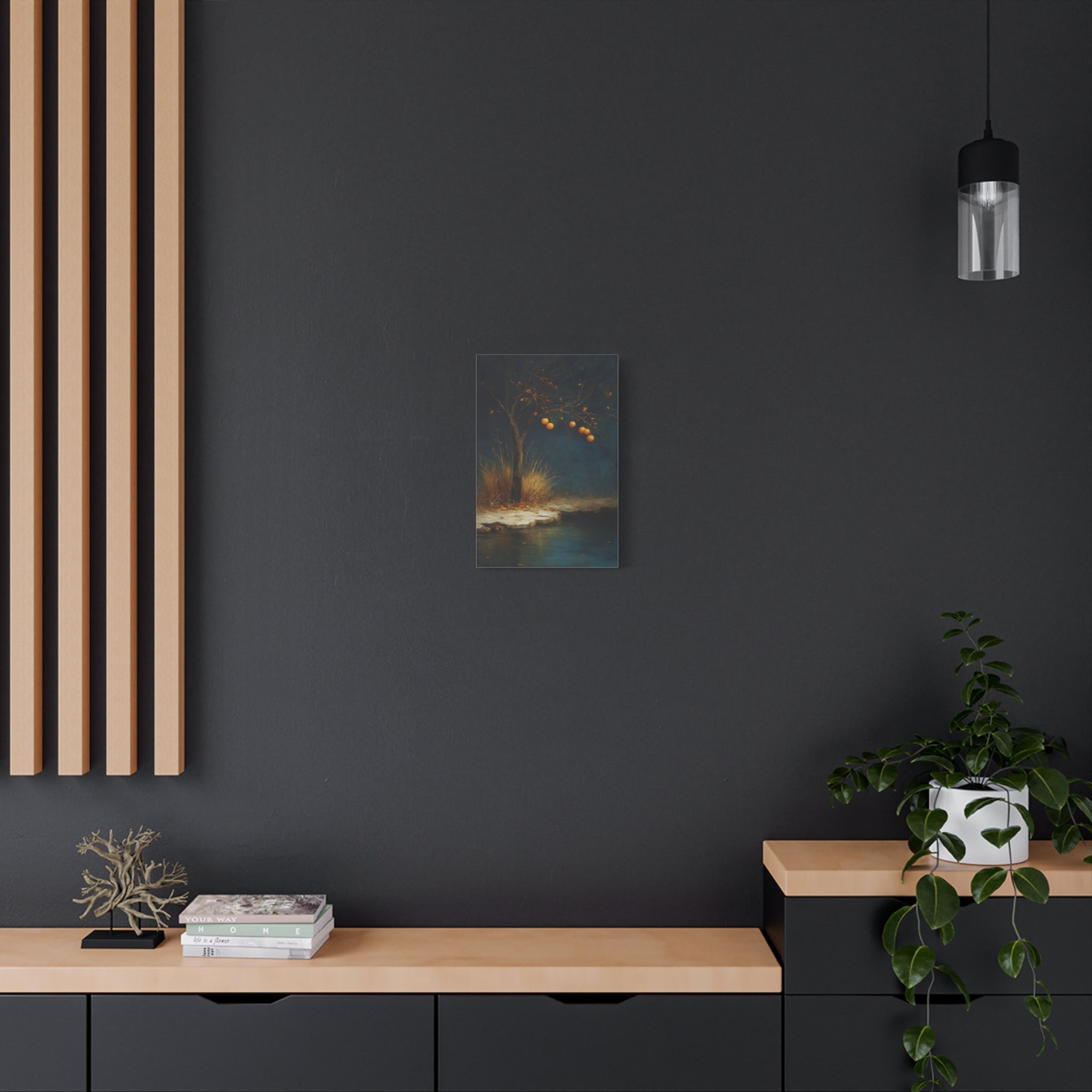 Golden Tree Wall Art - Symbolic Resilience Landscape - Calm Minimal Nature Decor