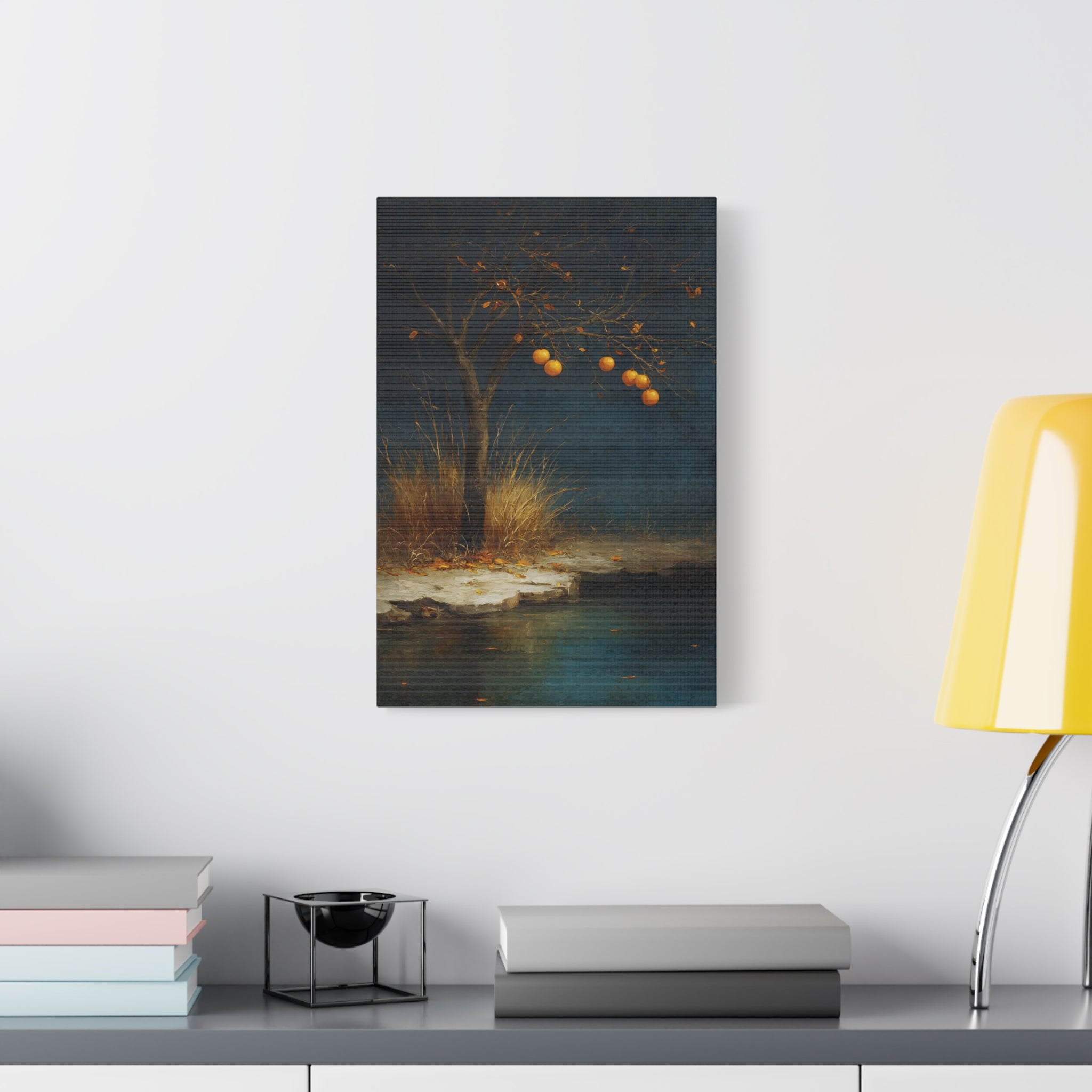 Golden Tree Wall Art - Symbolic Resilience Landscape - Calm Minimal Nature Decor