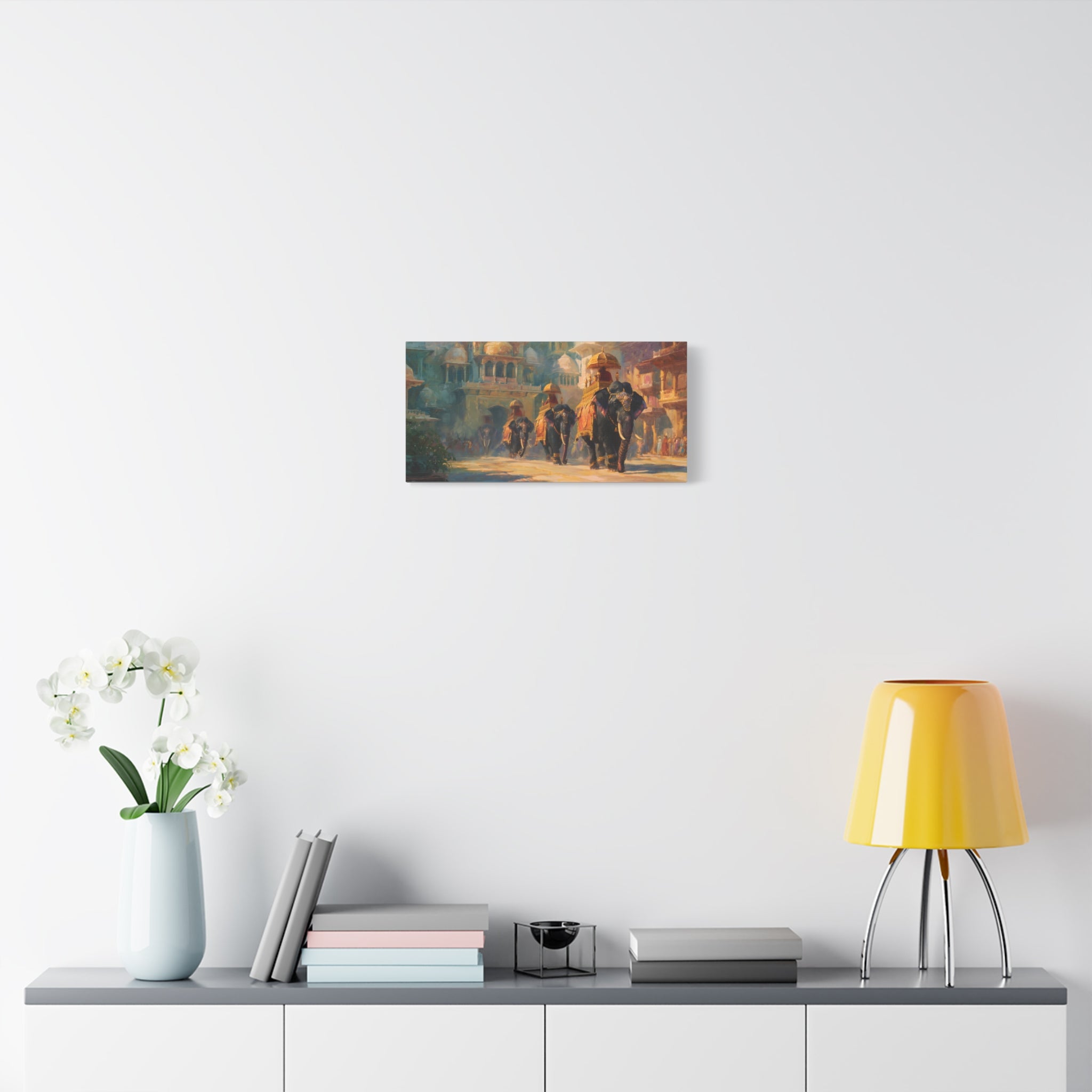 Royal Elephant Wall Art - Mughal Palace Procession Painting - Luxury Cultural Statement Decor