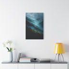 Misty Landscape Wall Art - Moody Blue Green Nature - Calm Modern Decor
