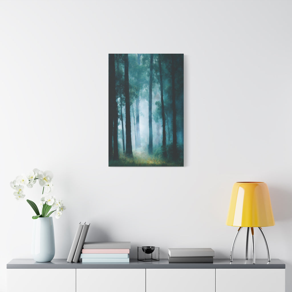 Fog Forest Wall Art - Tall Trees in Mist - Calm Modern Nature Decor