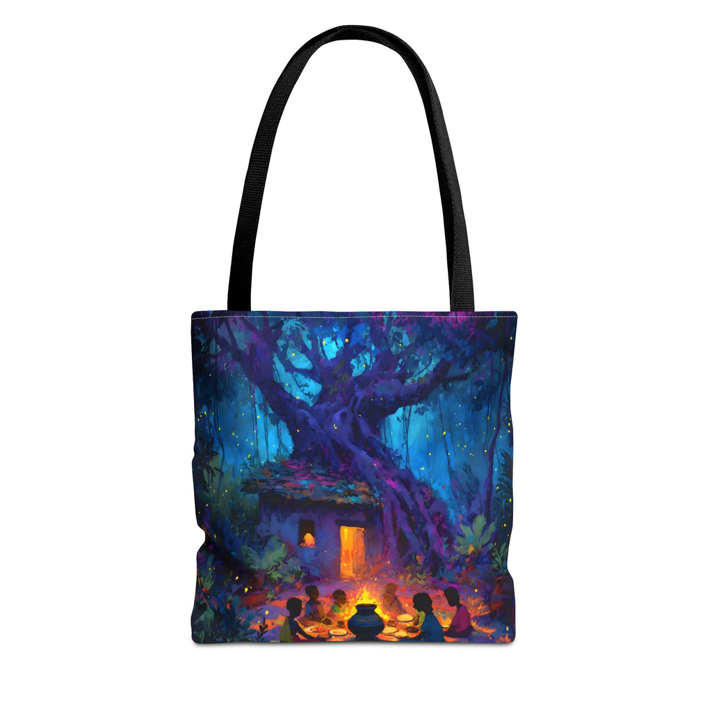 Indian Village Tote Bag - Banyan Tree Folk Art Design