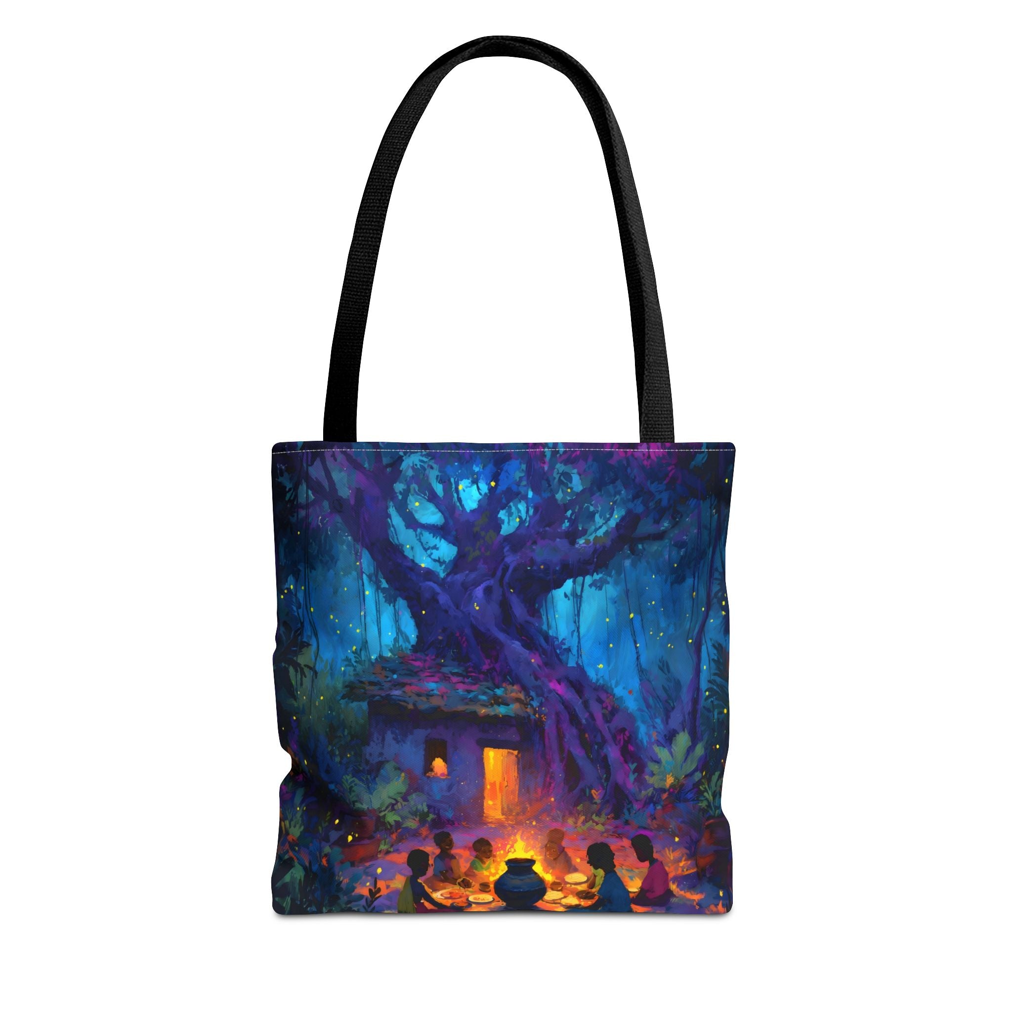 Indian Village Tote Bag - Banyan Tree Folk Art Design