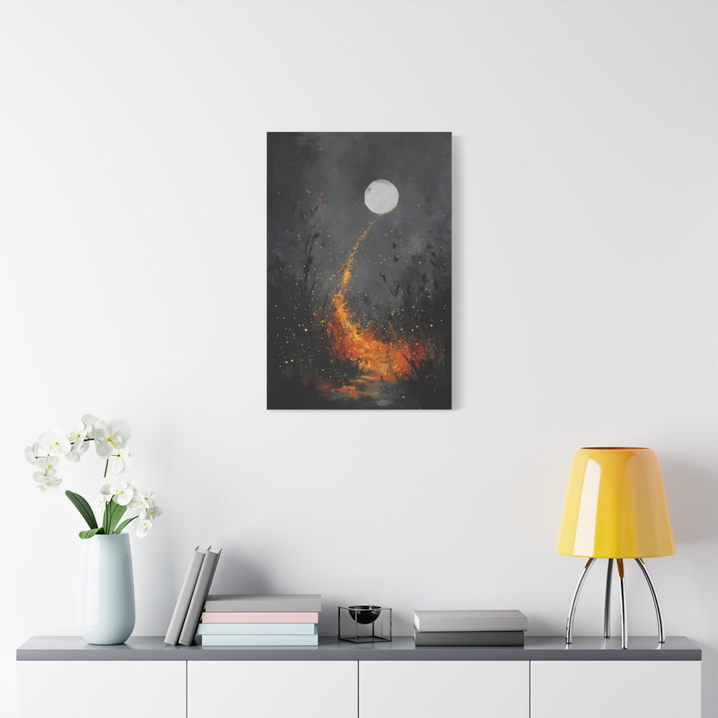 Moon Garden Wall Art - Golden Firefly Path - Calm Modern Print