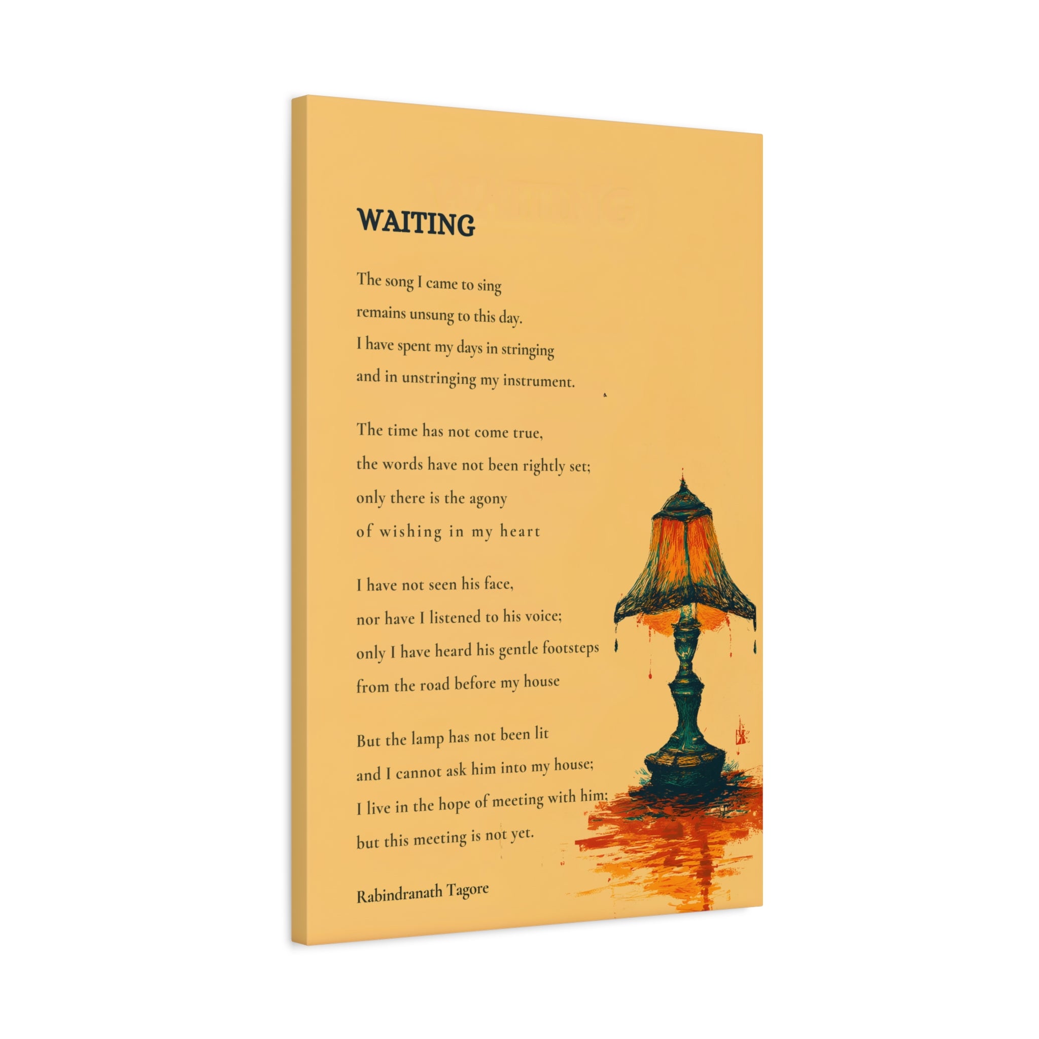 Waiting Poem Wall Art Print - Rabindranath Tagore Poetry, Minimal Abstract Art, Calm Literary Wall Decor