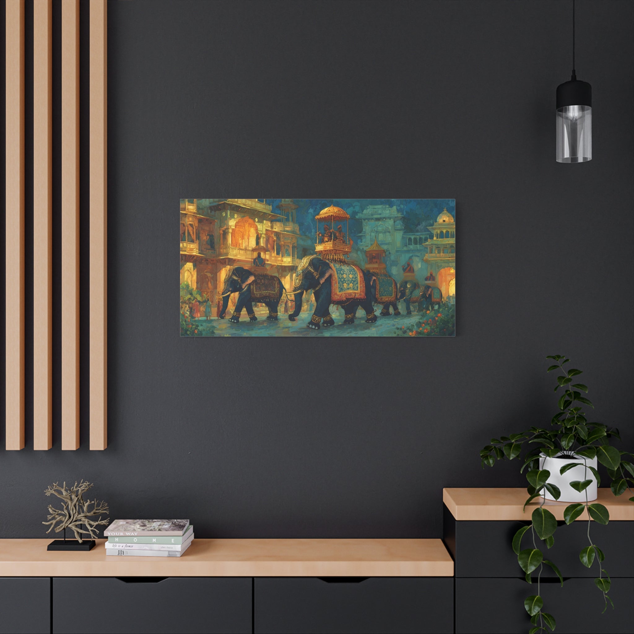 Mughal Elephant Art Print - Royal Indian Palace Procession - Statement Cultural Wall Decor