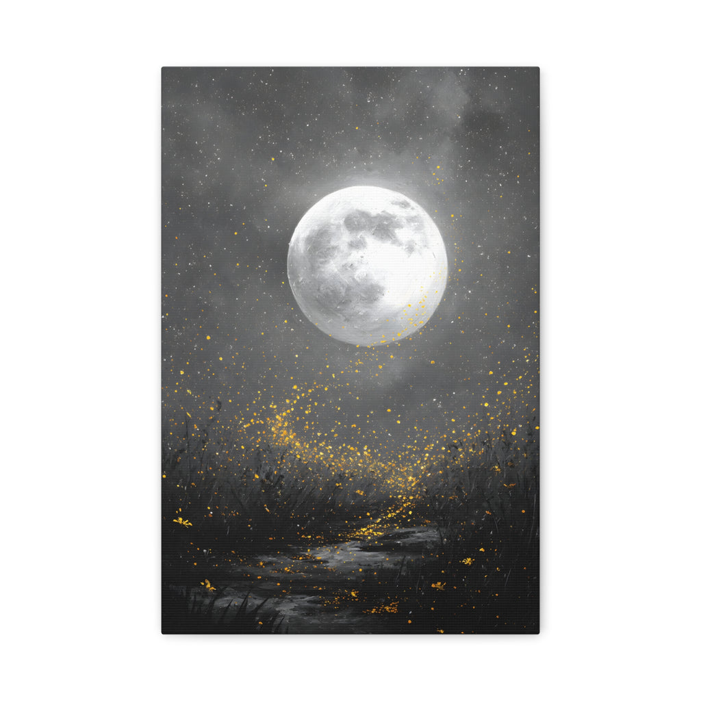 Moon Garden Wall Art - Firefly Path Print - Calm Modern Decor