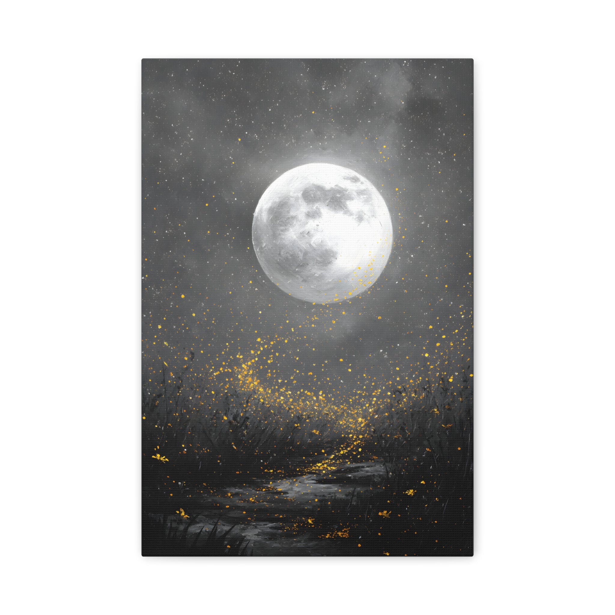Moon Garden Wall Art - Firefly Path Print - Calm Modern Decor