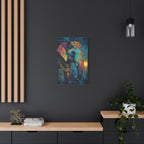 Large Rustic Indian Elephant Canvas: Moody Dark Academia Oil Painting for Living Room Statement Piece