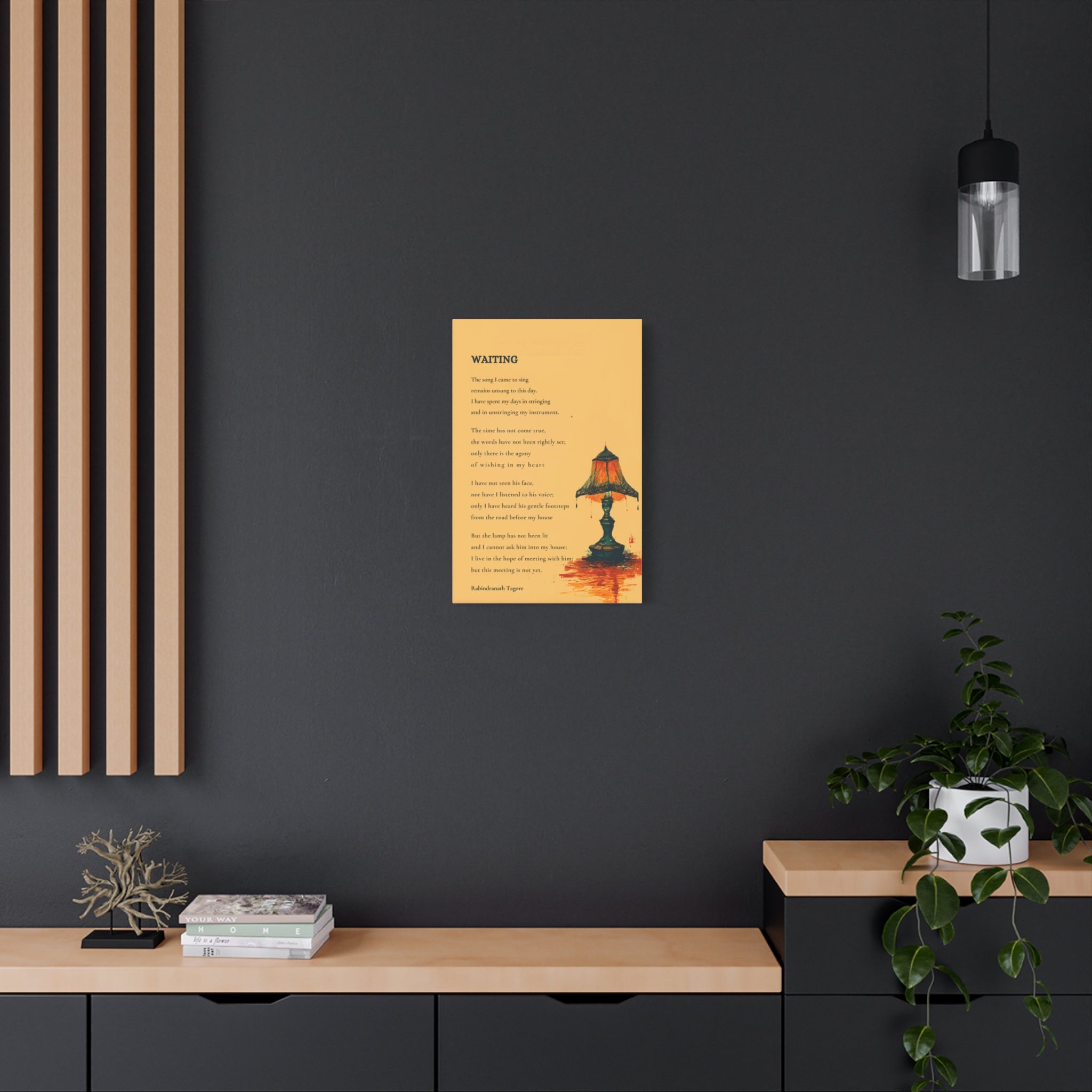 Waiting Poem Wall Art Print - Rabindranath Tagore Poetry, Minimal Abstract Art, Calm Literary Wall Decor