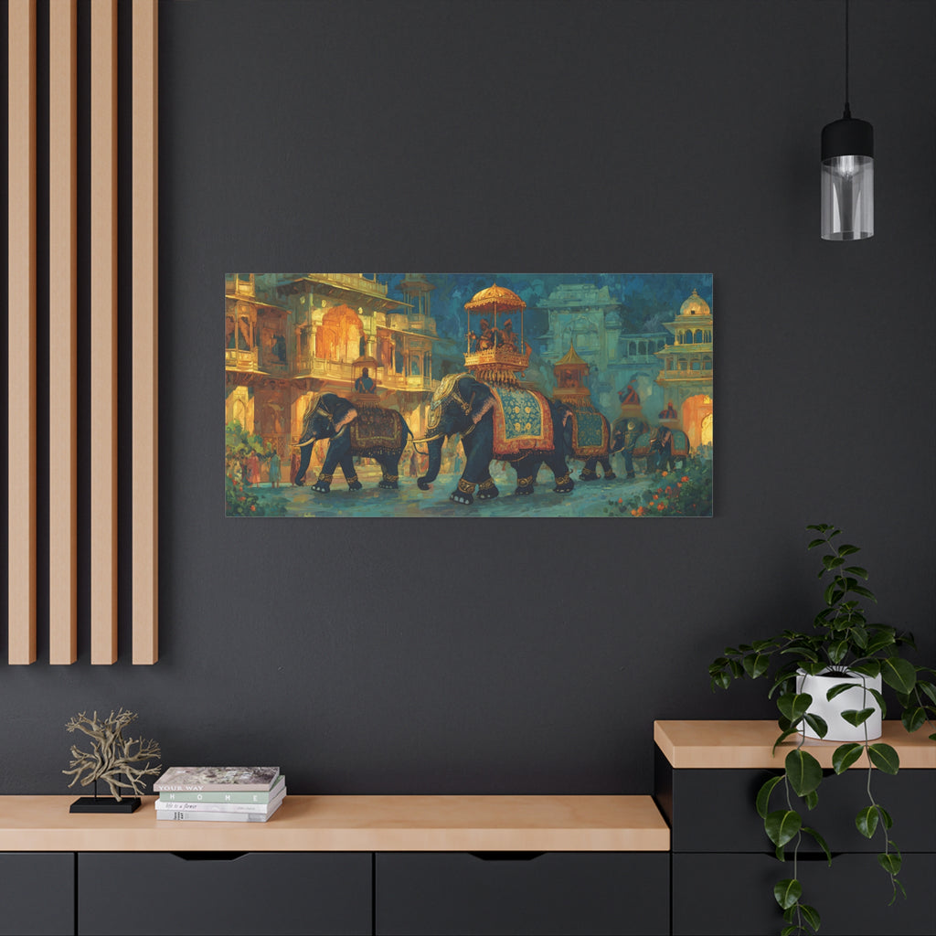 Mughal Elephant Art Print - Royal Indian Palace Procession - Statement Cultural Wall Decor