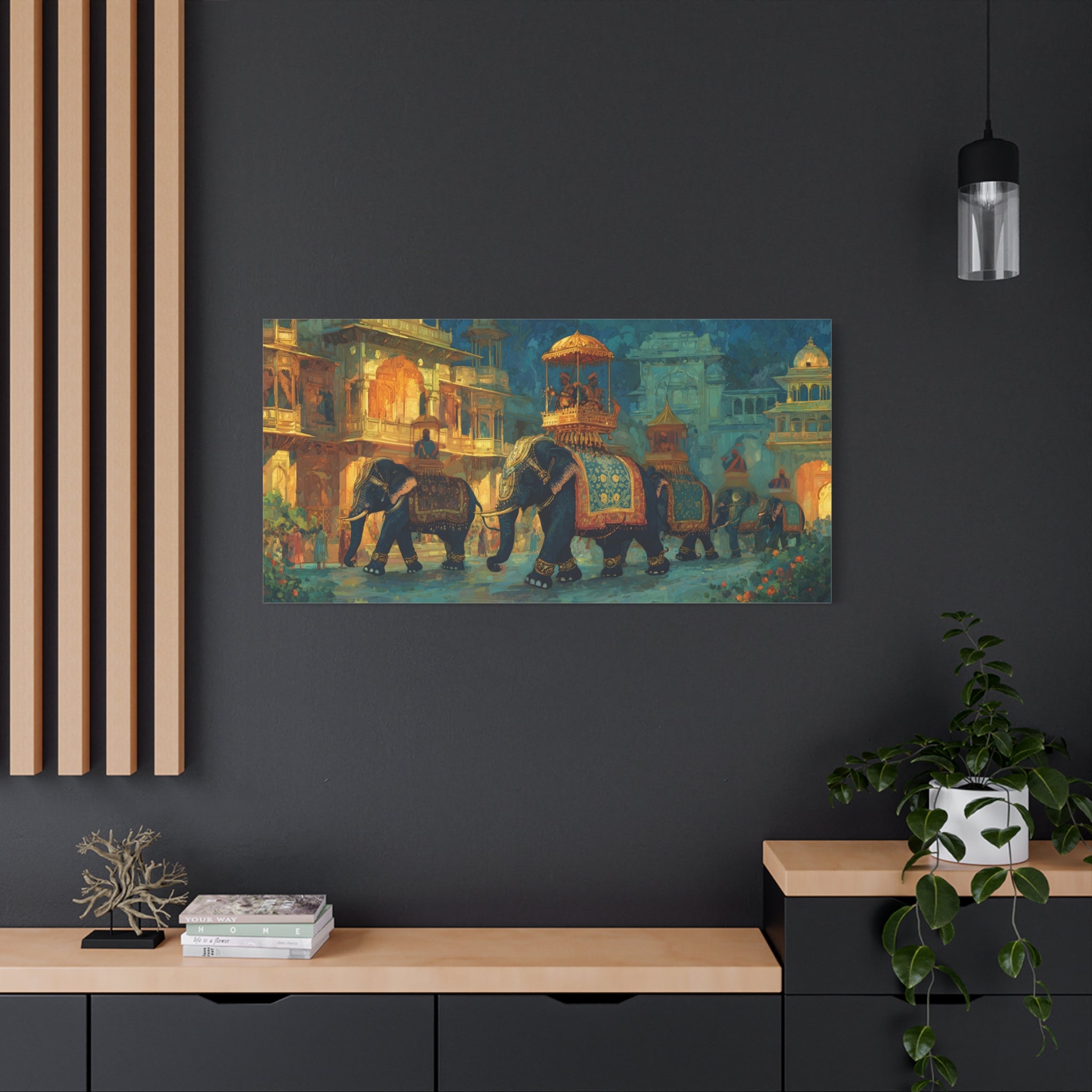 Mughal Elephant Art Print - Royal Indian Palace Procession - Statement Cultural Wall Decor