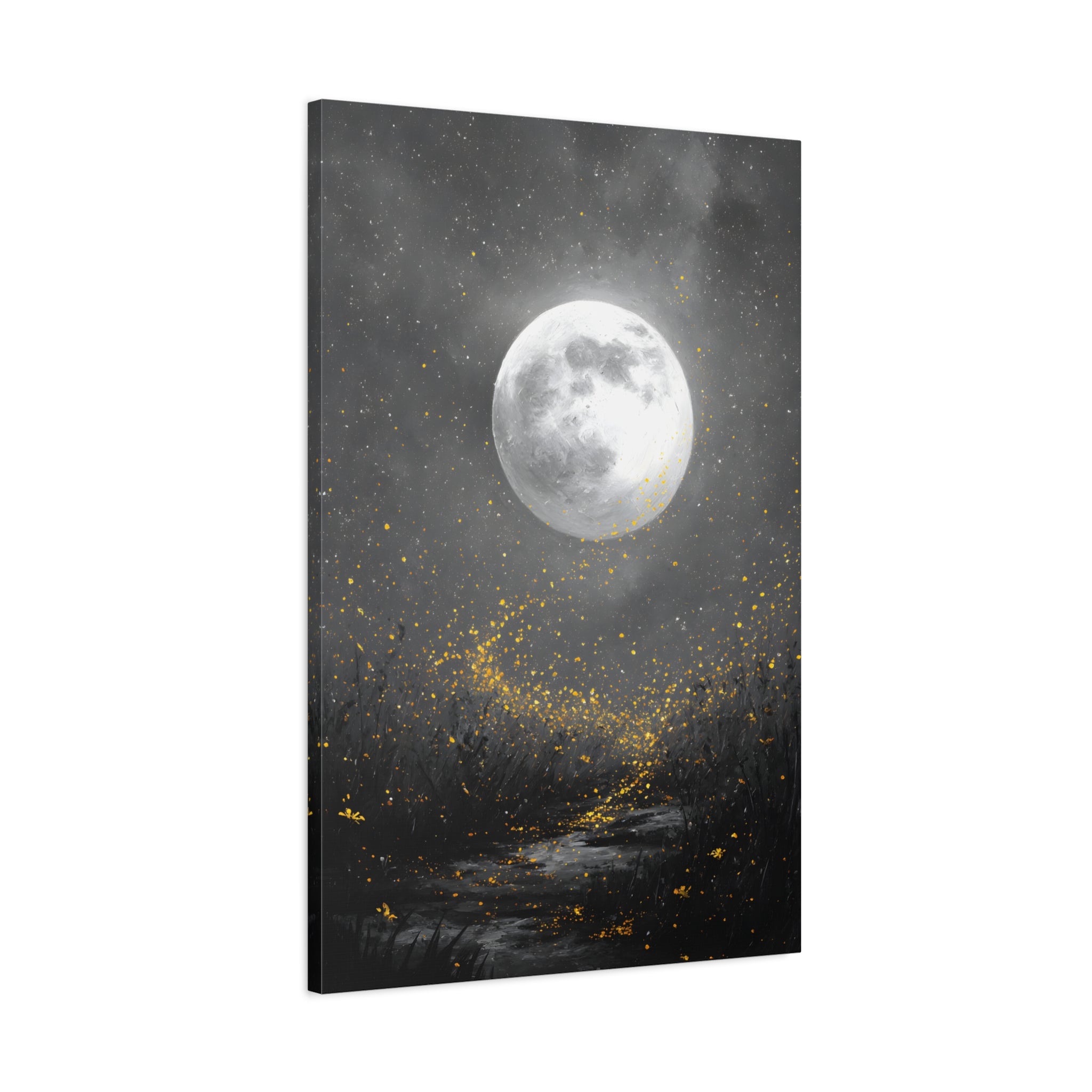 Moon Garden Wall Art - Firefly Path Print - Calm Modern Decor