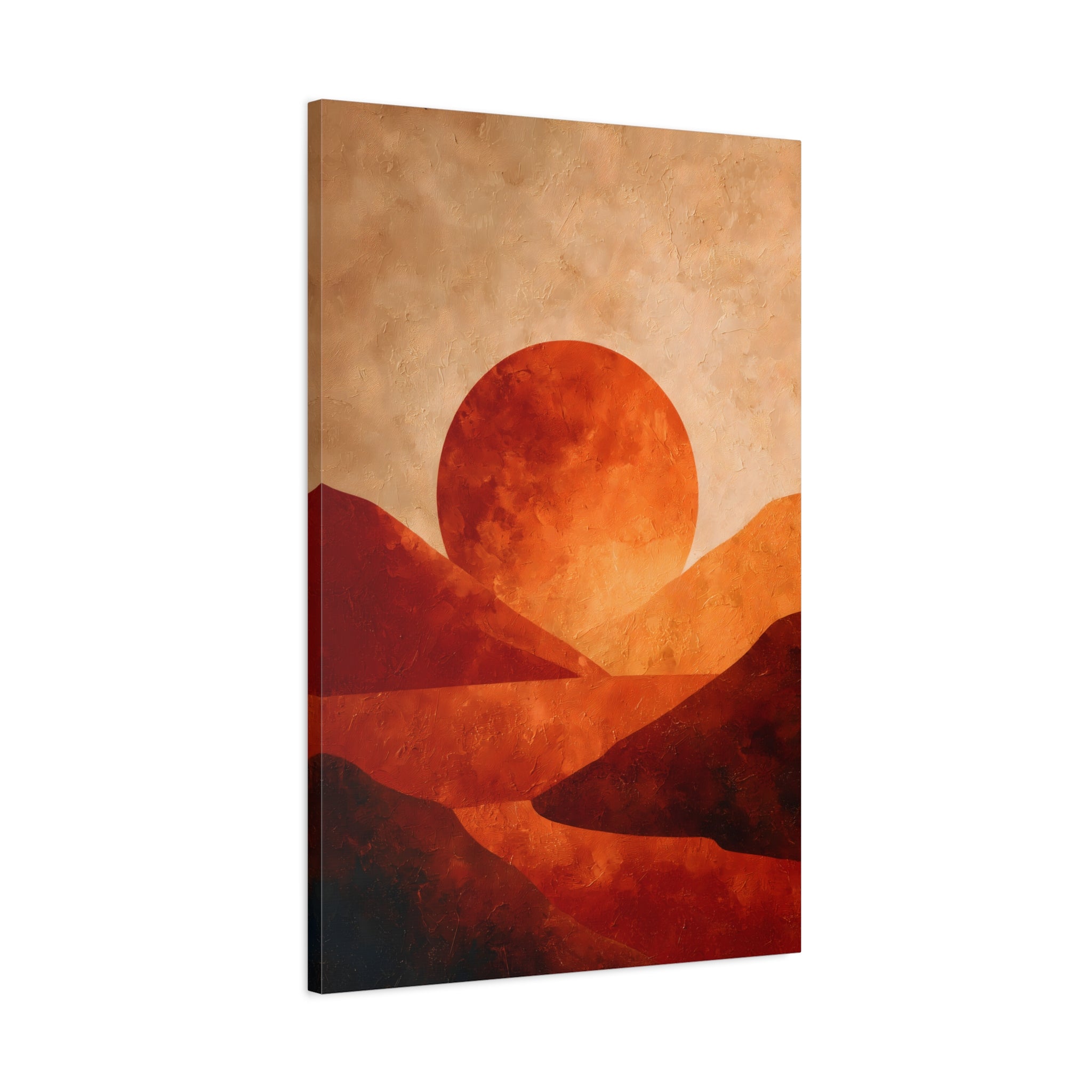 Sunset Landscape Wall Art - Warm Earth Tone Hills Print for Living Room