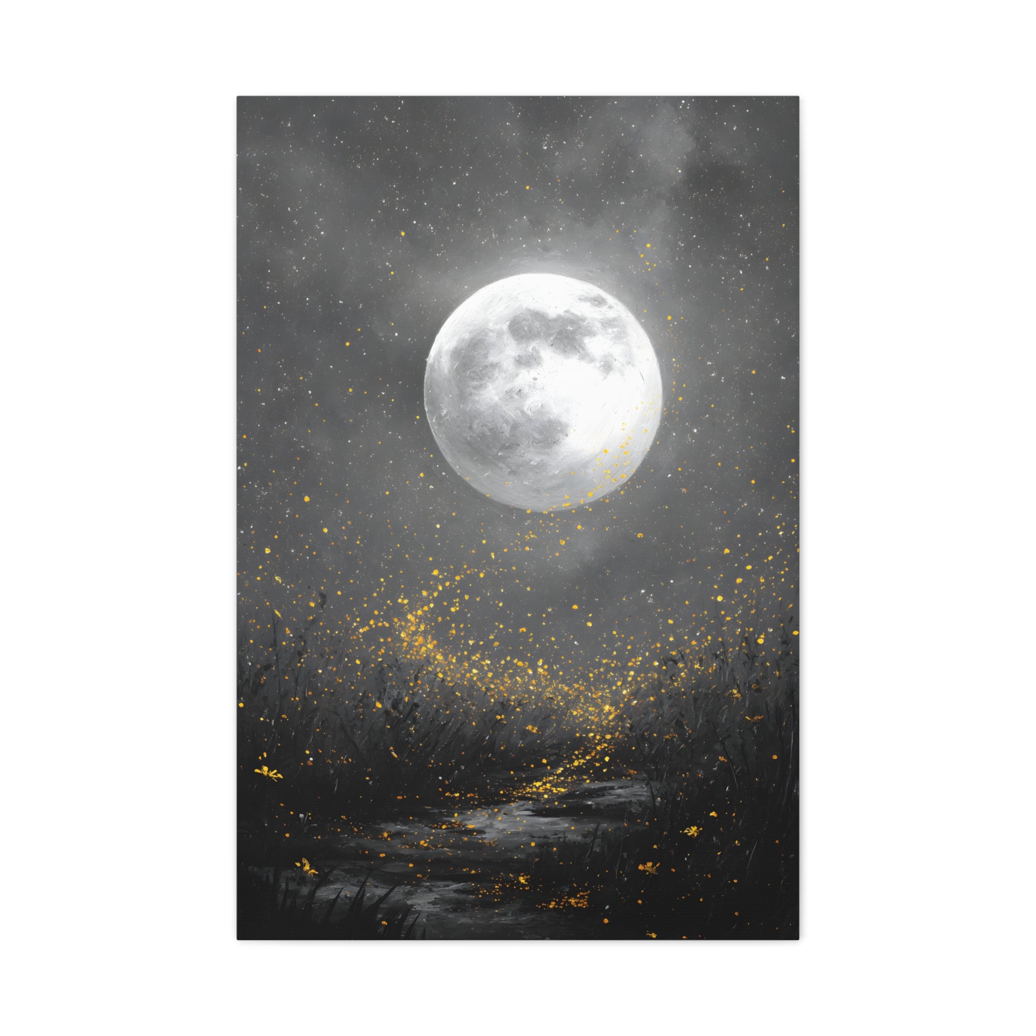 Moon Garden Wall Art - Firefly Path Print - Calm Modern Decor