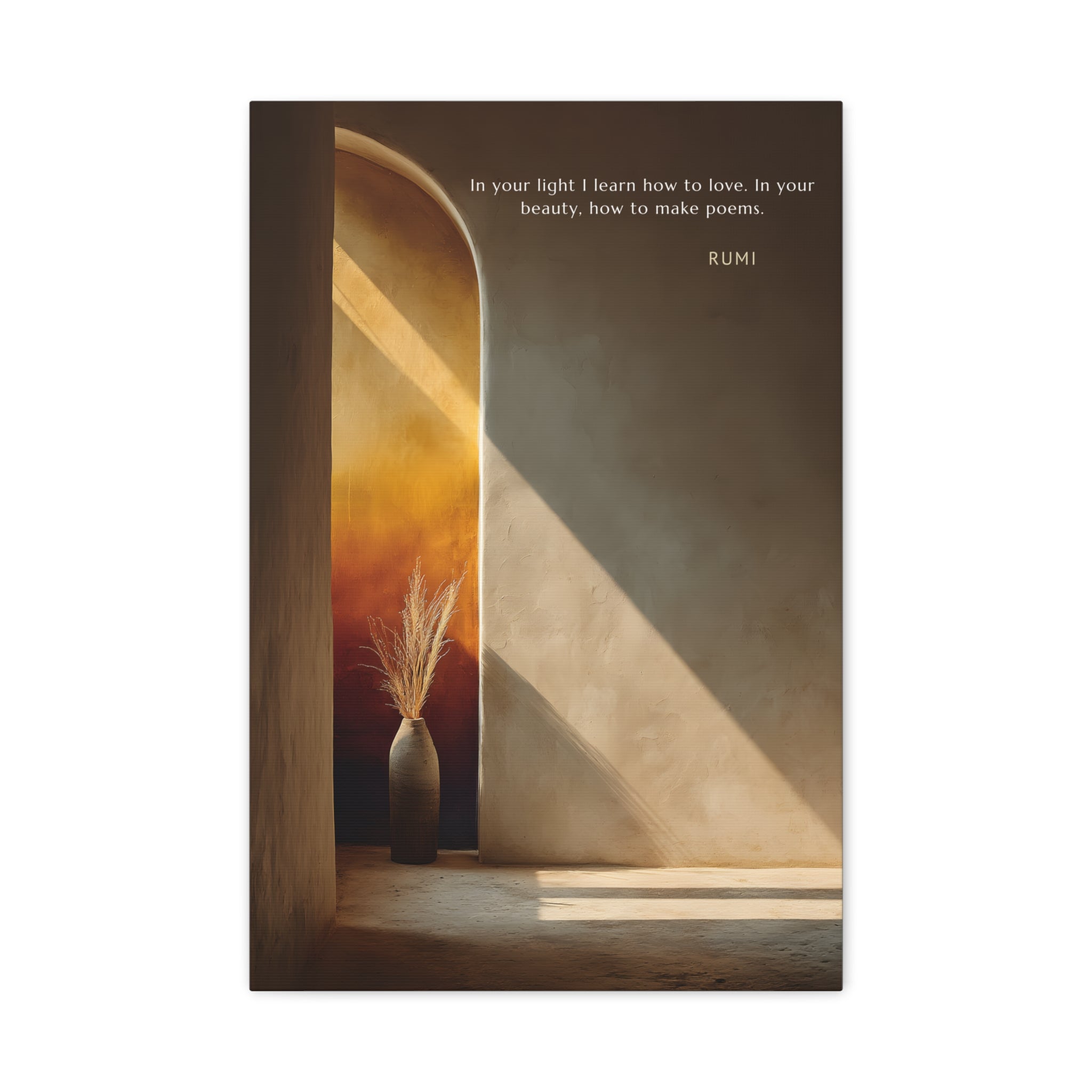 Rumi Quote Wall Art - In Your Light I Learn How to Love - Minimalist Spiritual Poetry Print