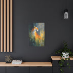 Indian Tiger Art on Canvas - Expressive Wildlife Painting in Golden Orange and Green - Vertical Statement Wall Art