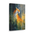Indian Tiger Art on Canvas - Expressive Wildlife Painting in Golden Orange and Green - Vertical Statement Wall Art