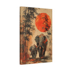 Japandi Elephant Wall Art Print - Mother & Calf for Living Room or Nursery