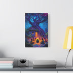 Indian Village Art Print - Banyan Tree Wall Art, Colorful Folk Painting, Rural India Decor, Enchanted Forest Illustration, Village Scene