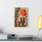 Japandi Elephant Wall Art Print - Mother & Calf for Living Room or Nursery