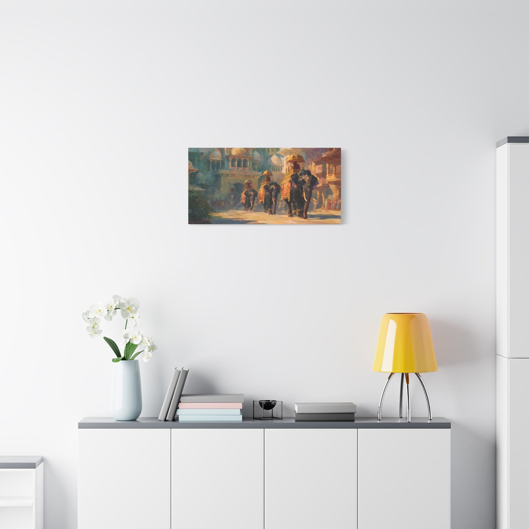 Royal Elephant Wall Art - Mughal Palace Procession Painting - Luxury Cultural Statement Decor