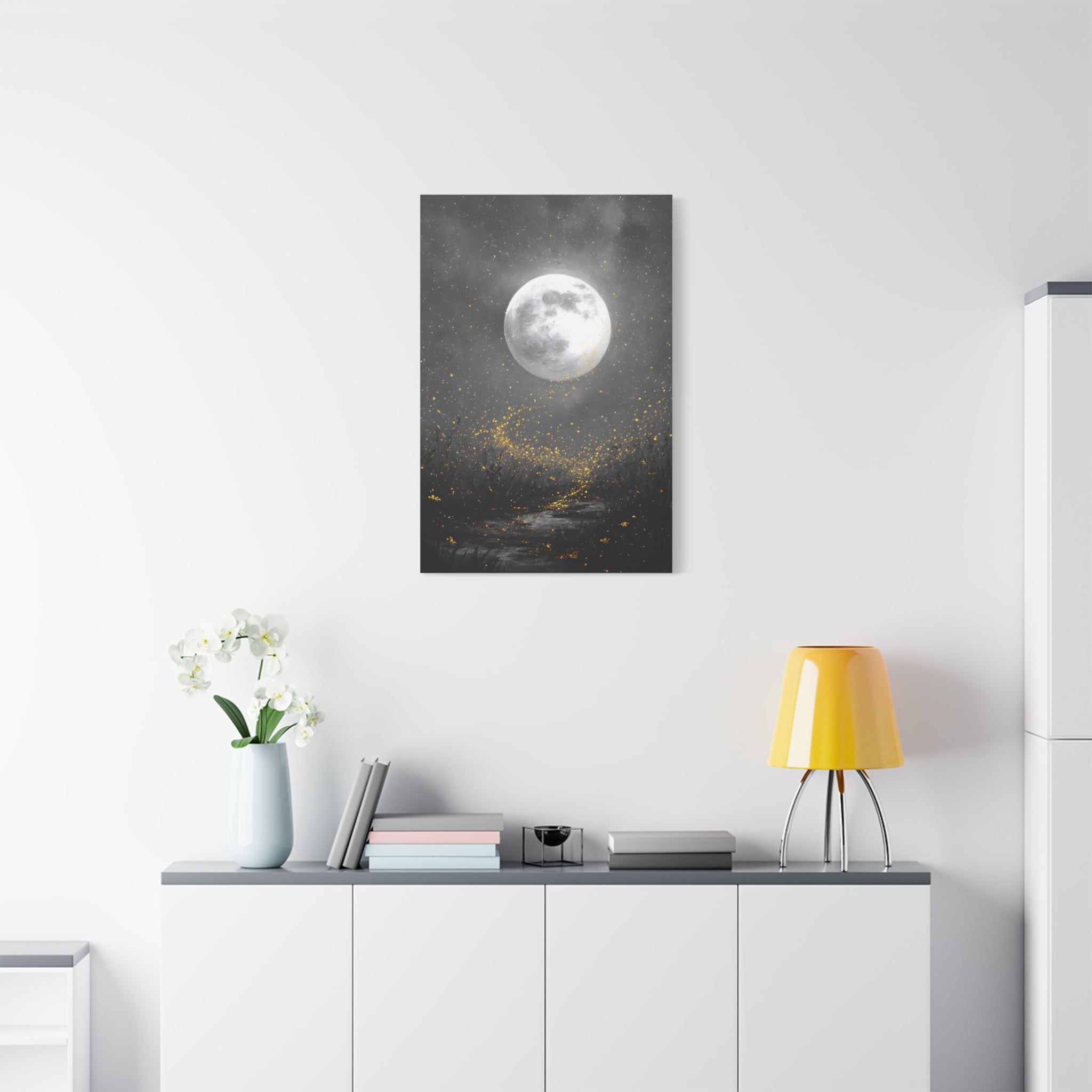Moon Garden Wall Art - Firefly Path Print - Calm Modern Decor