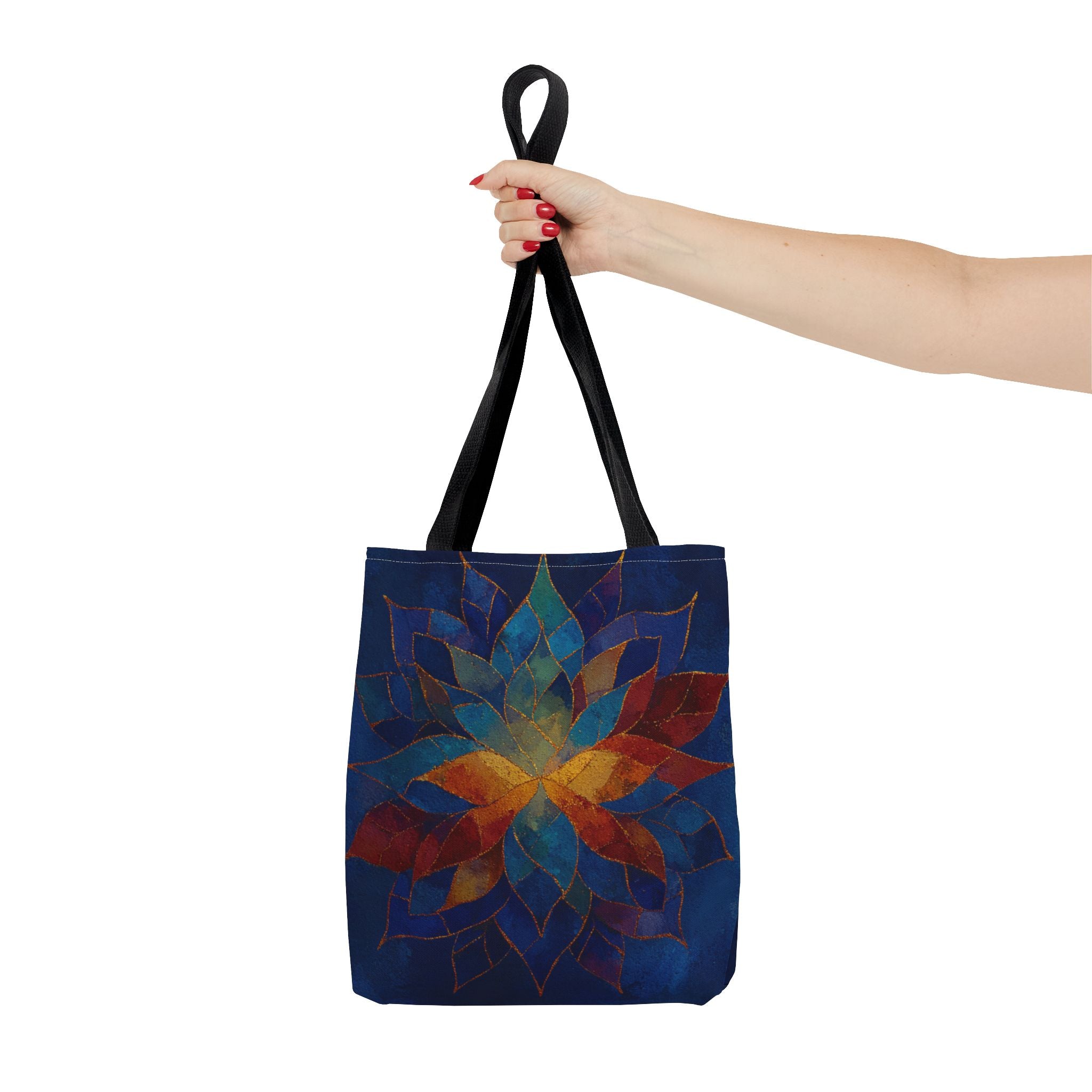 Multicolor Mandala Lotus Tote Bag | Boho Geometric Art