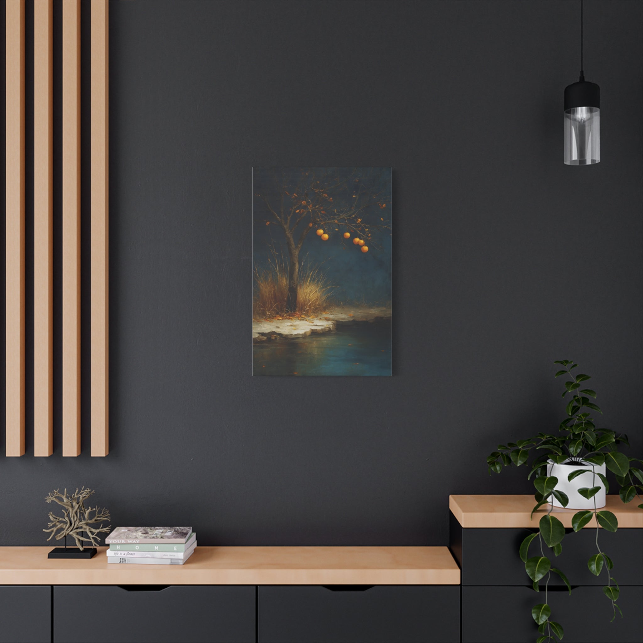 Golden Tree Wall Art - Symbolic Resilience Landscape - Calm Minimal Nature Decor