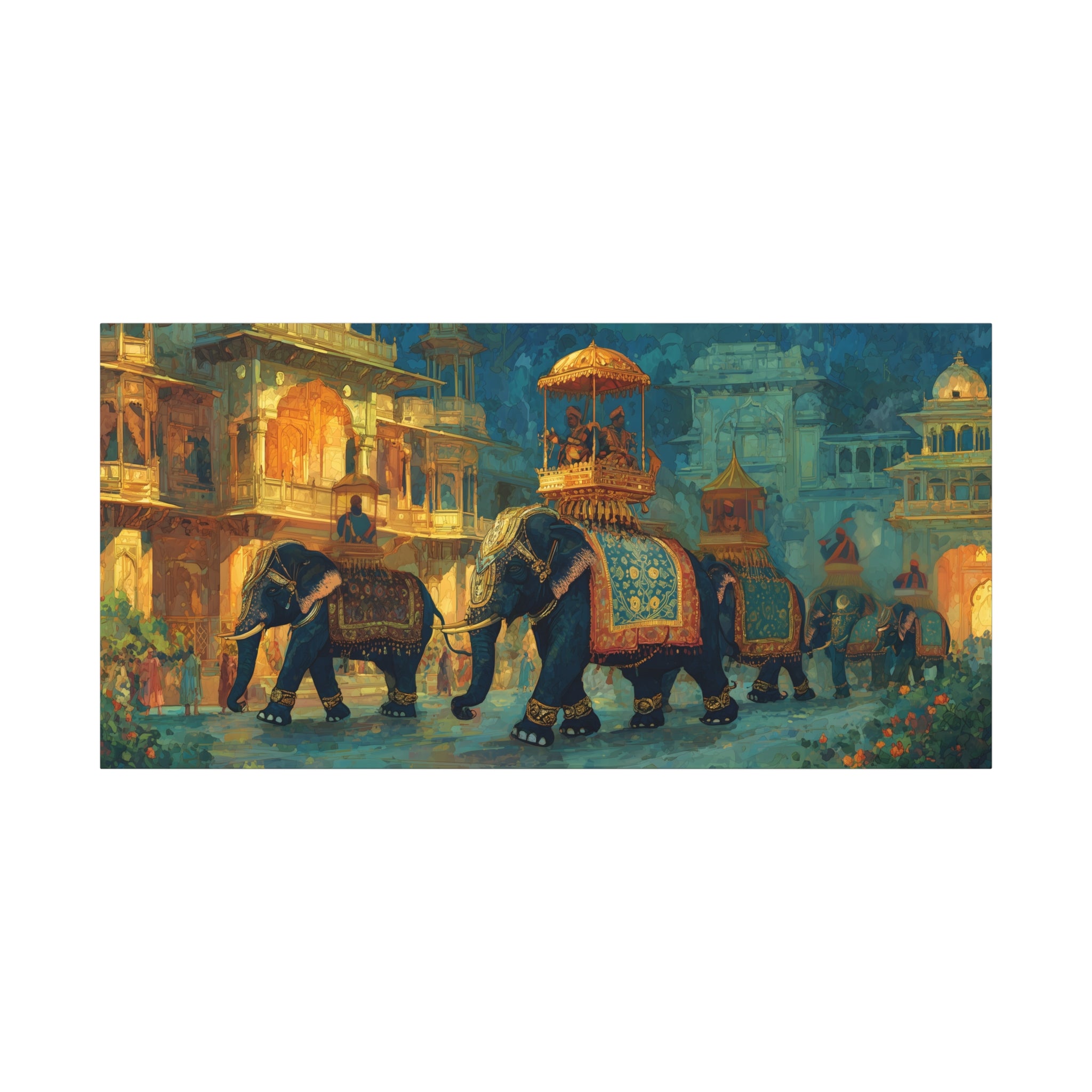 Mughal Elephant Art Print - Royal Indian Palace Procession - Statement Cultural Wall Decor