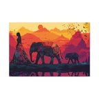 Elephant Journey Wall Art Print, Desert Caravan Sunset Landscape, Spiritual Boho Decor, Mindful Home Wall Art