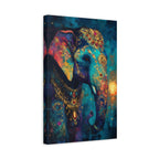 Large Rustic Indian Elephant Canvas: Moody Dark Academia Oil Painting for Living Room Statement Piece